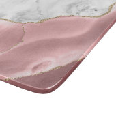 Planche À Découper Marbre blanc Agate rose paillettes dorées (Coin)