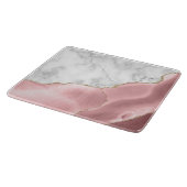 Planche À Découper Marbre blanc Agate rose paillettes dorées (Coin)