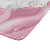 Planche À Découper Marbre blanc Agate rose Paillettes dorées (Coin)