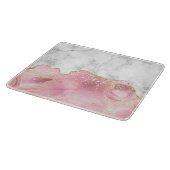 Planche À Découper Marbre blanc Agate rose pastel Paillettes dorées (Coin)