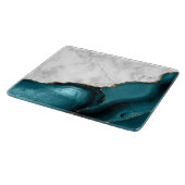 Planche À Découper Marbre blanc Agate sarcelle bleu doré (Coin)