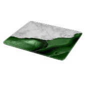 Planche À Découper Marbre blanc Agate vert chasseur Paillettes argent (Coin)