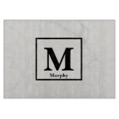 Planche À Découper Marbre blanc avec Monogramme de veines argentées (Devant)