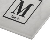 Planche À Découper Marbre blanc avec Monogramme de veines argentées (Coin)