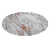 Planche À Découper Marbre blanc de cuivre or Rose monogramme élégant (Coin)