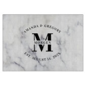 Planche À Découper Marbre blanc de typographie mariage Monogramme (Devant)