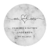 Planche À Découper Marbre blanc m. élégants nouveaux mariés (Devant)