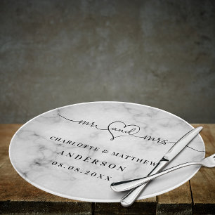 Planche À Découper Marbre blanc m. élégants nouveaux mariés