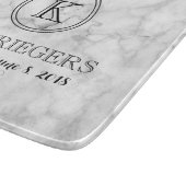 Planche À Découper Marbre blanc Monogramme Mariage cardiaque (Coin)