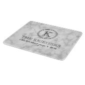 Planche À Découper Marbre blanc Monogramme Mariage cardiaque (Coin)