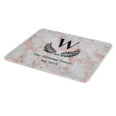 Planche À Découper Marbre blanc rose or pierre famille monogramme (Coin)