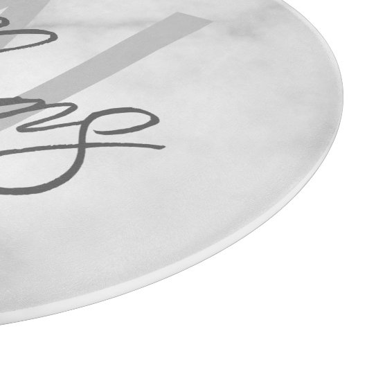 Planche À Découper Marbre blanc Script Monogramme personnalisé et nom (Coin)