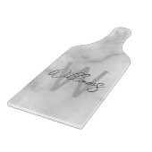 Planche À Découper Marbre blanc Script Monogramme personnalisé et nom (Coin)