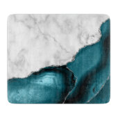 Planche À Découper Marbre blanc Turquoise Blue Agate Argent (Devant)
