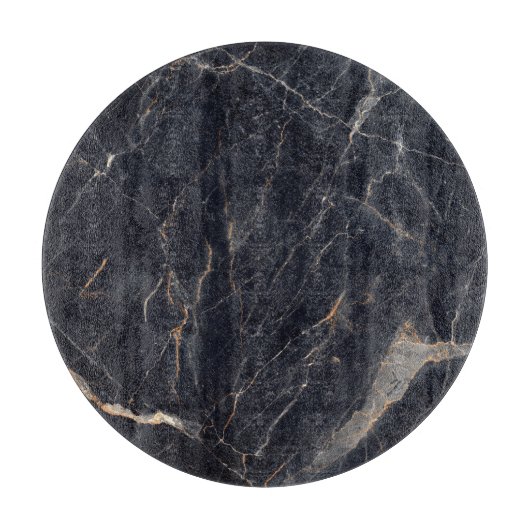 Planche À Découper Marbre brillant : Elégance d'or noir. (Devant)