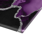 Planche À Découper Marbre d'agate Monogramme Paillettes Violet et Arg (Coin)