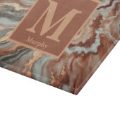 Planche À Découper Marbre de cuivre avec monogramme à veines blanches (Coin)