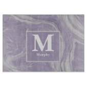 Planche À Découper Marbre de lavande avec Monogramme de veines blanch (Devant)