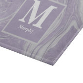 Planche À Découper Marbre de lavande avec Monogramme de veines blanch (Coin)