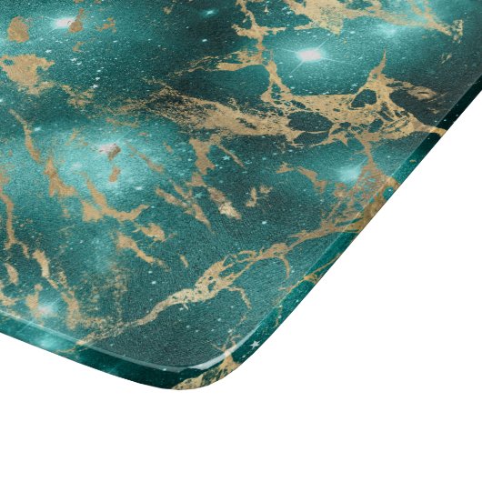 Planche À Découper Marbre de l'espace Noir vert étoile doré (Coin)