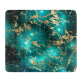 Planche À Découper Marbre de l'espace Noir vert étoile doré (Devant)