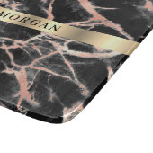 Planche À Découper Marbre d'or noir et Rose, Nom sur Gold Band (Coin)