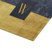 Planche À Découper Marbre Doré Monogramme Élégant (Coin)