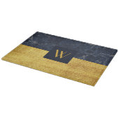 Planche À Découper Marbre Doré Monogramme Élégant (Coin)