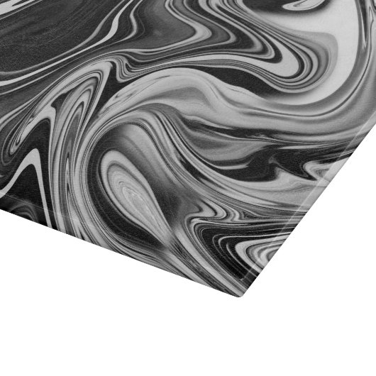 Planche À Découper Marbre élégant 7 - liquide noir et blanc (Coin)