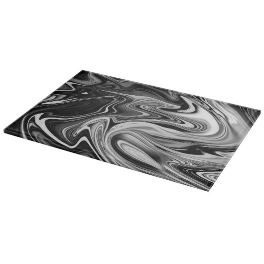 Planche À Découper Marbre élégant 7 - liquide noir et blanc (Coin)