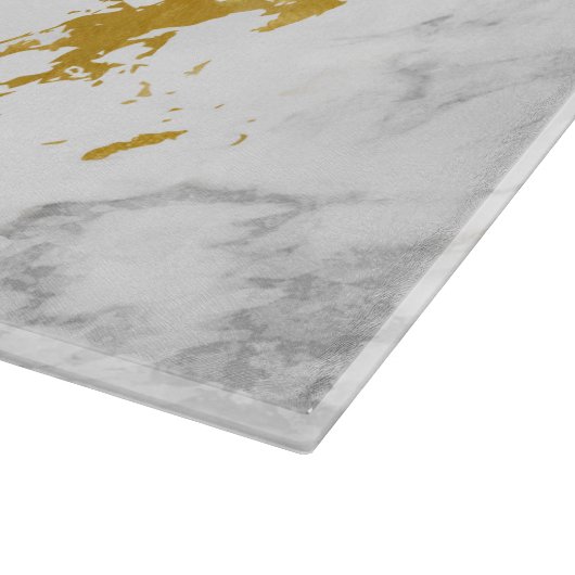 Planche À Découper Marbre élégant style6 - or et blanc (Coin)