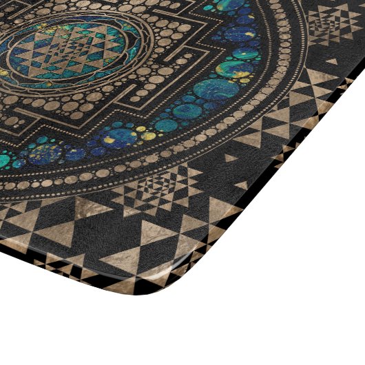 Planche À Découper Marbre et or Sri Yantra / Sri Chakra (Coin)