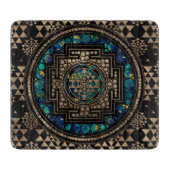 Planche À Découper Marbre et or Sri Yantra / Sri Chakra (Devant)