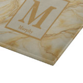 Planche À Découper Marbre jaune clair avec monogramme aux veines de b (Coin)
