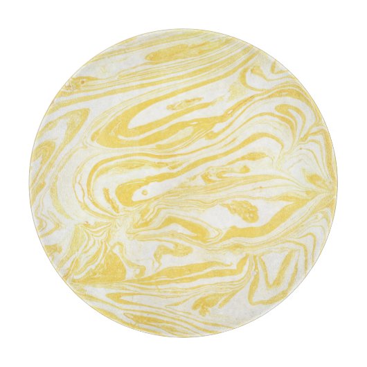 Planche À Découper Marbre jaune élégant : Texture dessinée à la main (Devant)