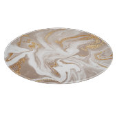 Planche À Découper Marbre liquide beige, art de la ligne dorée. (Coin)