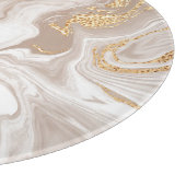 Planche À Découper Marbre liquide beige, art de la ligne dorée. (Coin)