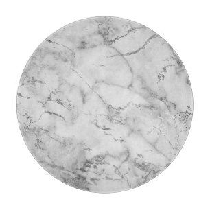 Planche À Découper Marbre moderne à motif blanc et paillettes argenté