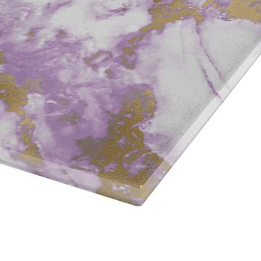 Planche À Découper Marbre moderne clair violet, blanc et or (Coin)