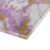 Planche À Découper Marbre Moderne Violet Clair, Blanc et Or (Coin)