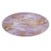 Planche À Découper Marbre Moderne Violet Clair, Blanc et Or (Coin)