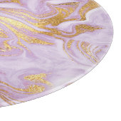 Planche À Découper Marbre Moderne Violet Clair, Blanc et Or (Coin)