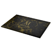 Planche À Découper Marbre Monogramme Or noir  (Coin)