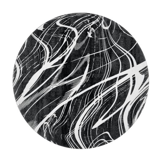 Planche À Découper Marbre noir blanc : Vintage Abstrait (Devant)