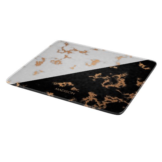 Planche À Découper Marbre noir et blanc (Coin)