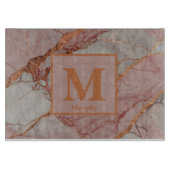 Planche À Découper Marbre rose avec Accents or Rose Monogramme (Devant)