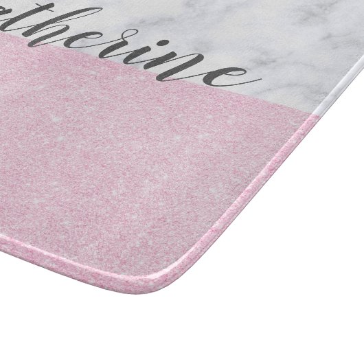 Planche À Découper Marbre rose girly élégant de blanc de parties (Coin)