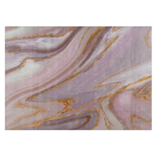Planche À Découper Marbre Rose liquide et or (Devant)