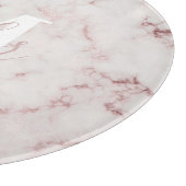 Planche À Découper Marbre Rose Monogramme Rond Verre (Coin)