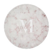 Planche À Découper Marbre Rose Monogramme Rond Verre (Devant)